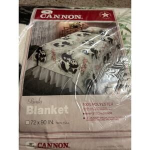 NEW Vintage CANNON MILLS Blanket PANDA BEARS 72x90 Twin/Full Polyester NOS B23